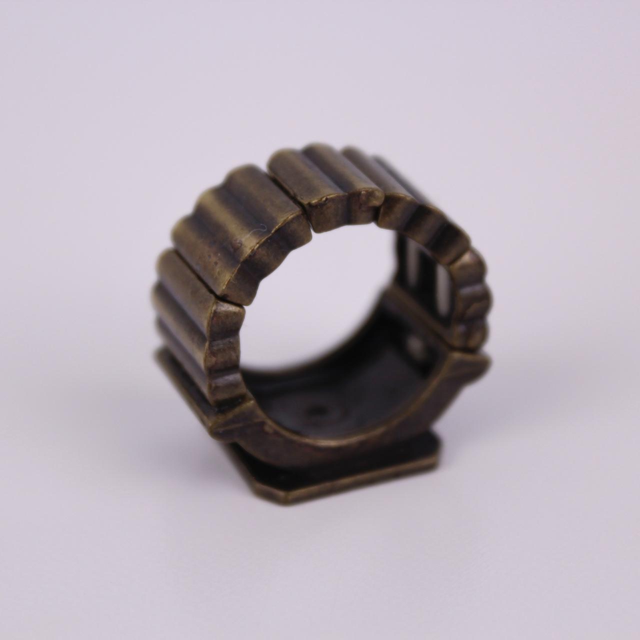 Vintage Brutalist Square Signet Ring Brassy tone Wide Industrial Statement Stret