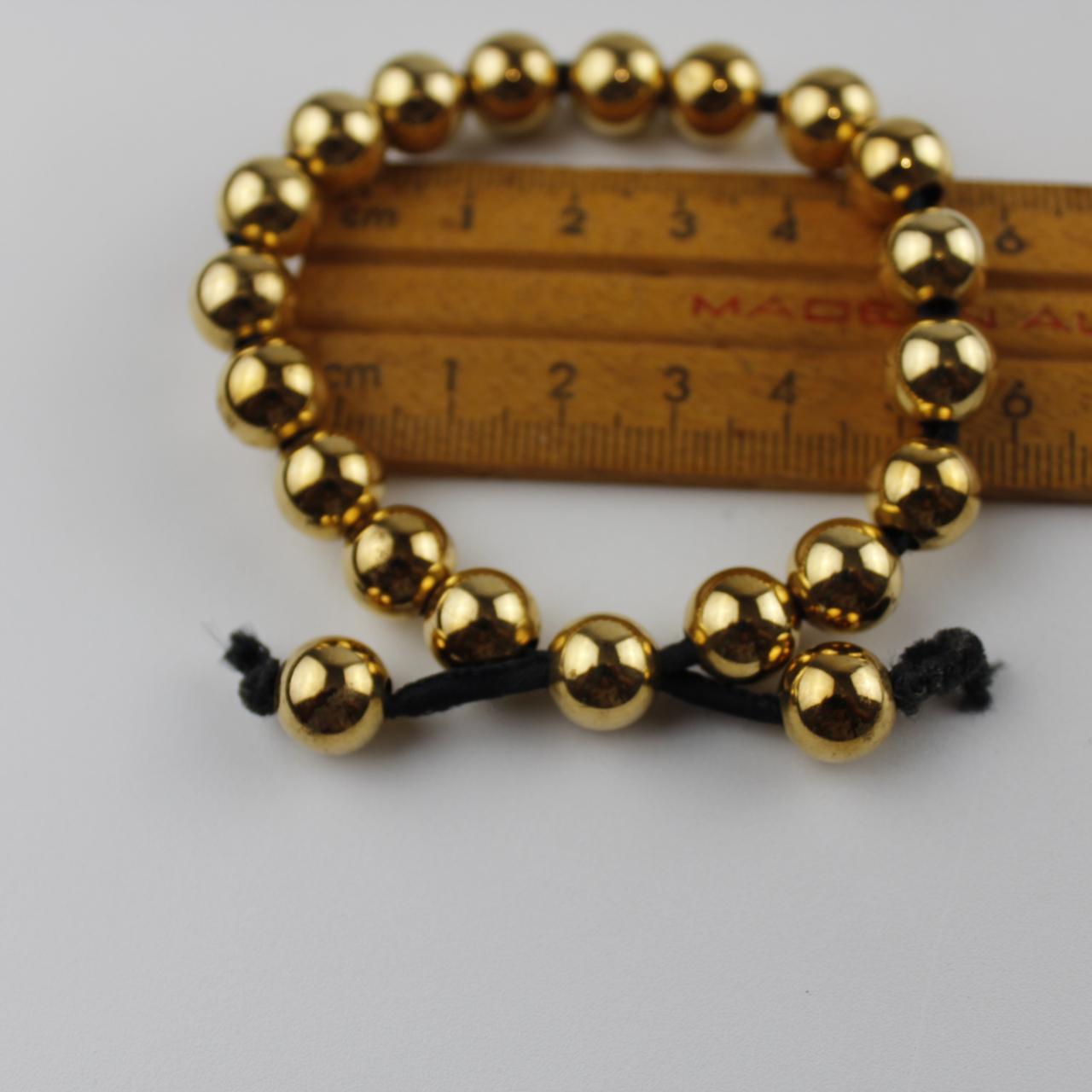 Elegant Gold Tone Bead Bracelet - Adjustable Gold Spheres in