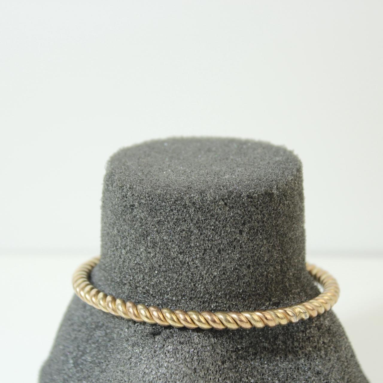 Gold Tone Textured Bangle Bracelet Rope Cut Stackable Minimalist