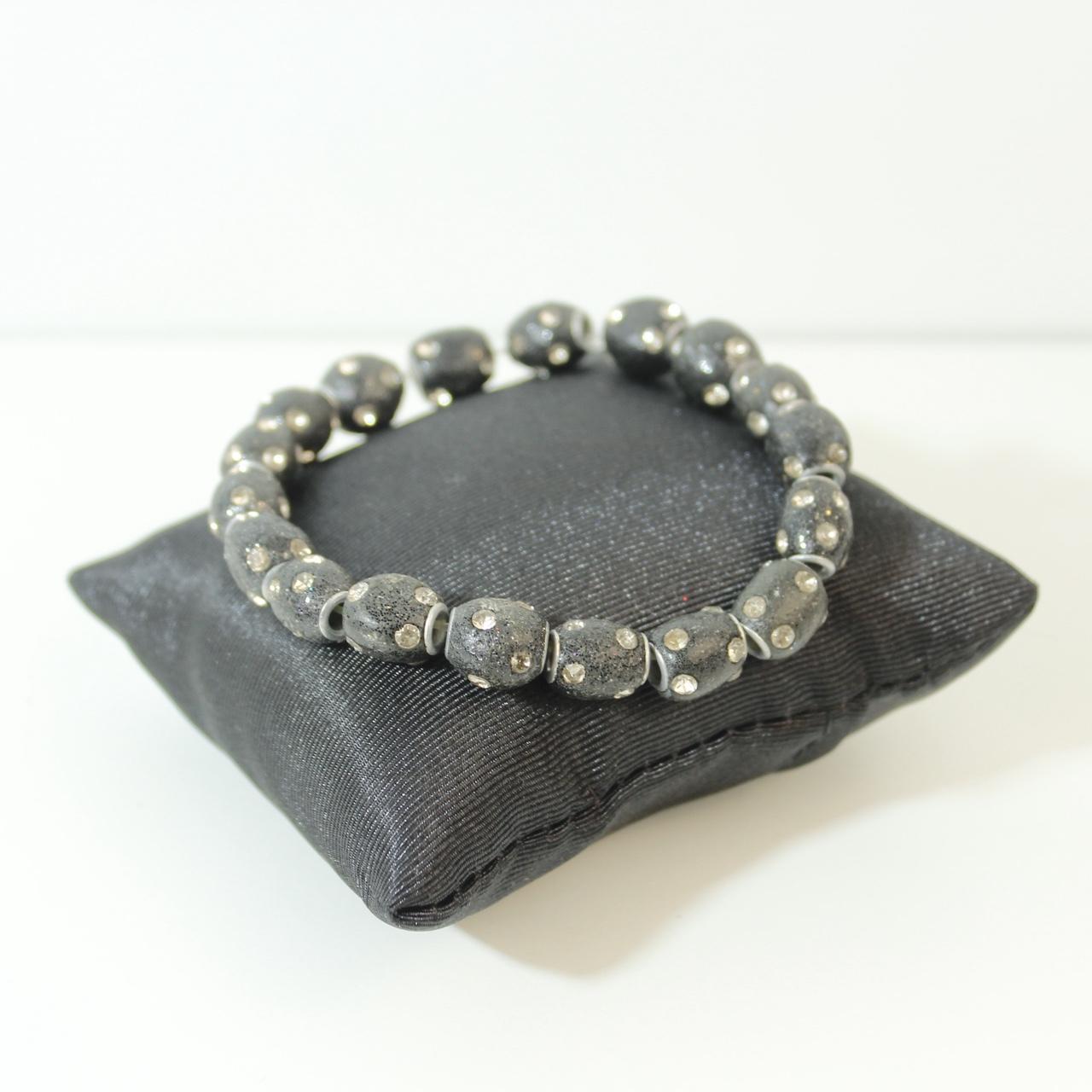 Bead Bracelet Natural Black Stretch Bracelet