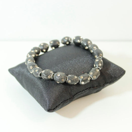 Bead Bracelet Natural Black Stretch Bracelet
