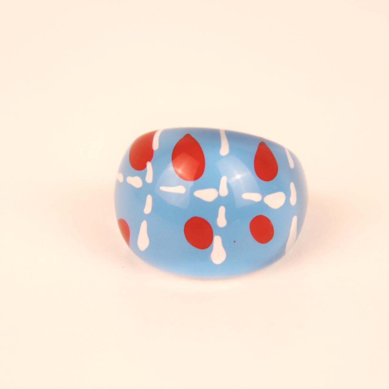 Lucite Acrylic Ring Red White Blue Summer Size L