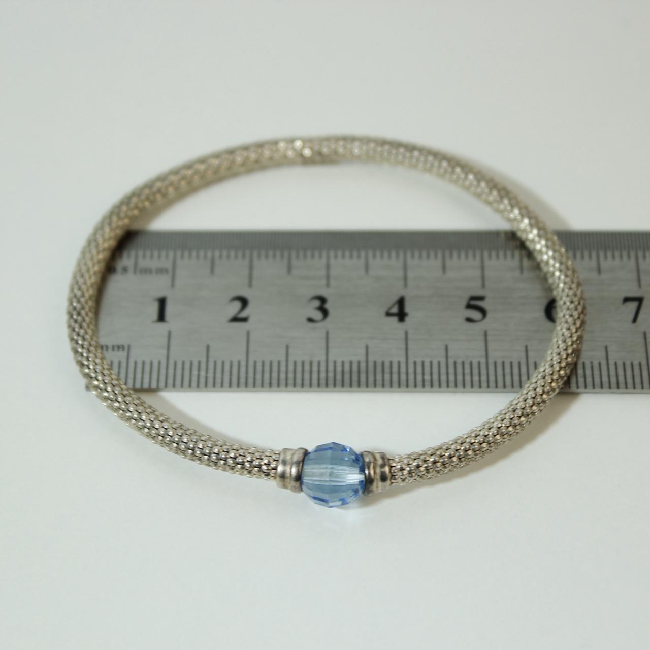 Stardust Bracelet Light Blue Crystal Mesh Silver Tone