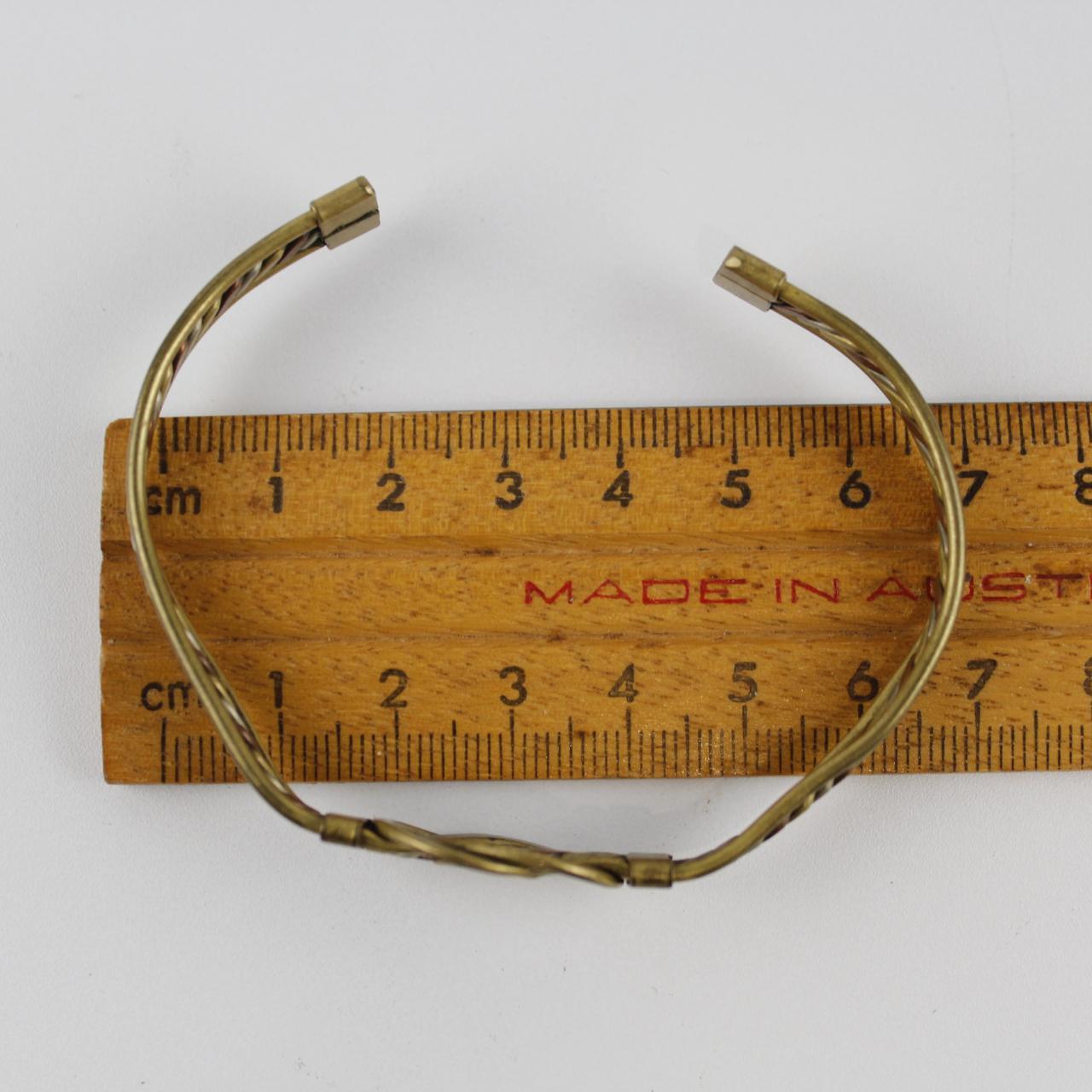 Hand-Made Design Copper Brass Silver Bracelet Double Loop De