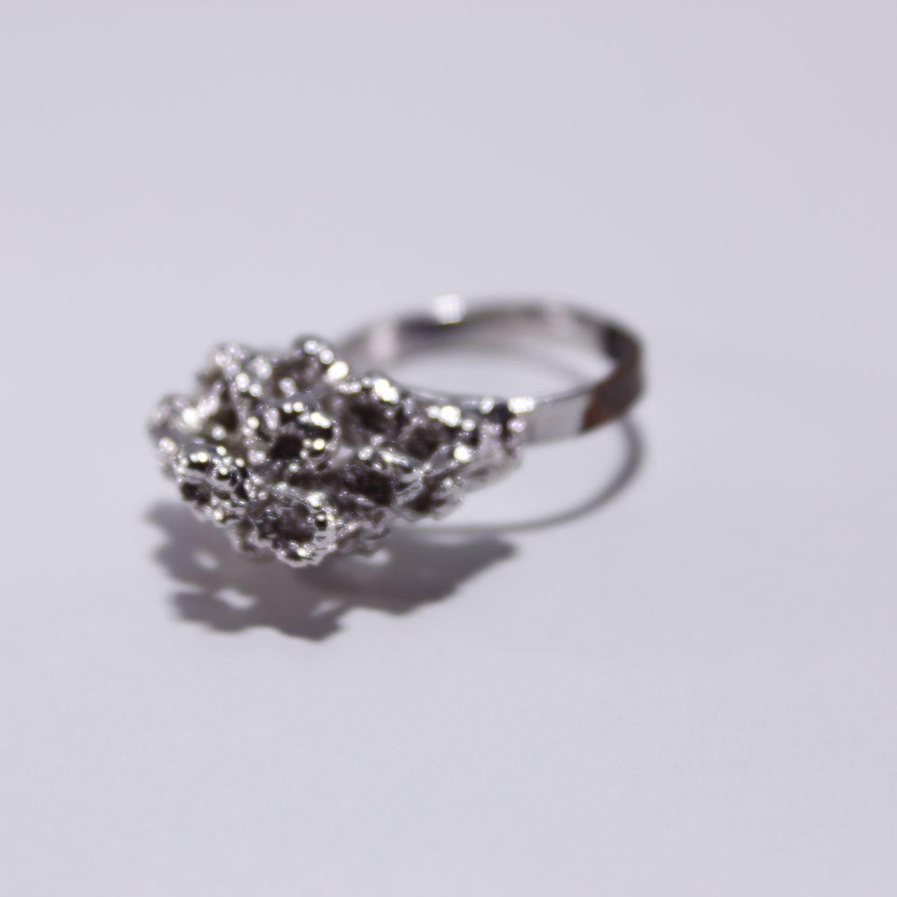 Unique Bubble Cluster Ring Abstract Silver Tone Cocktail