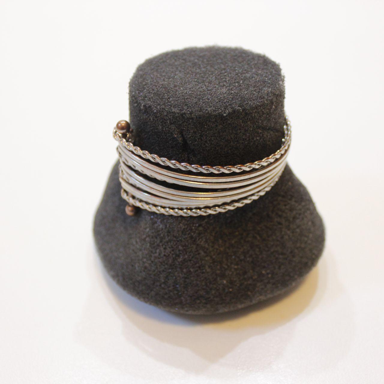 Handmade Wire Wrap Cuff Bracelet Silver Tone Artisan Jewelle