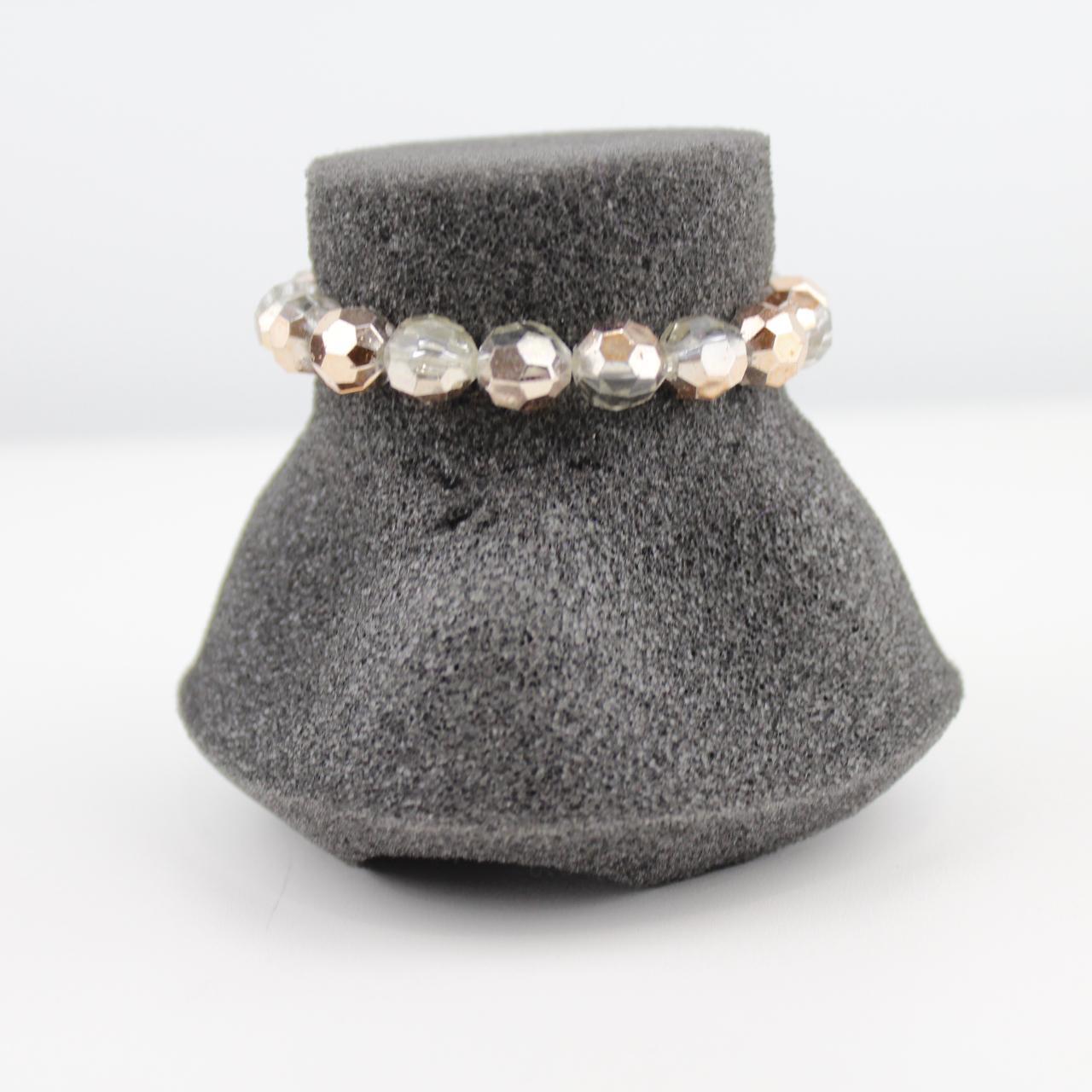 Clear Faceted Bead Bracelet Gold Tone Geometric Jewelry Fash