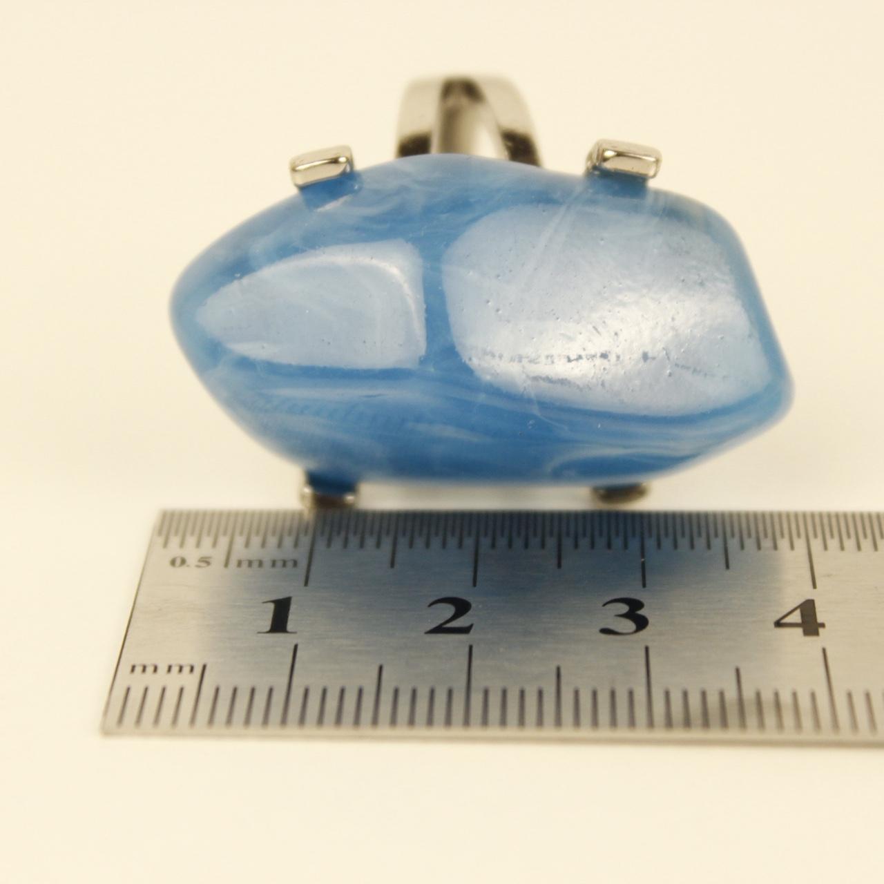 Vintage Blue Ring Silver Tone Split Shank Cocktail Jewellery Size S  Deadstock.