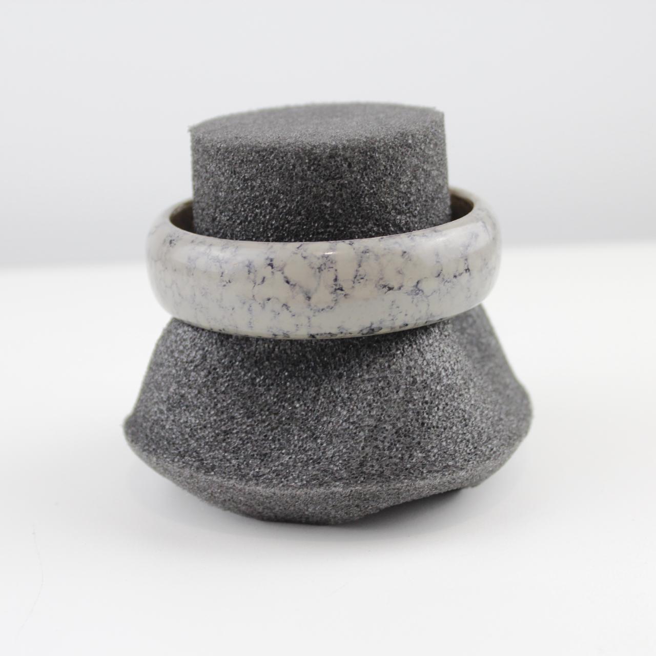 Marbled Gray Ceramic Bangle Bracelet - Unique Textured Stone