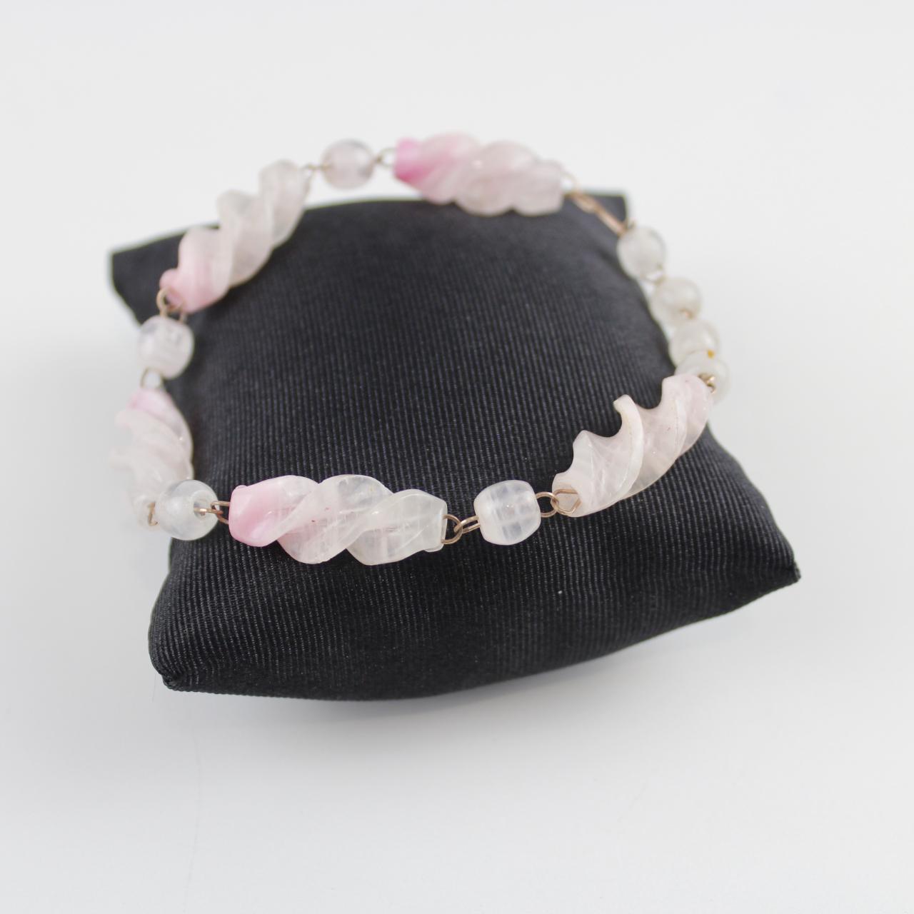 Pink & White Stone Beaded Bracelet Fashion Jewelry  Fair pre