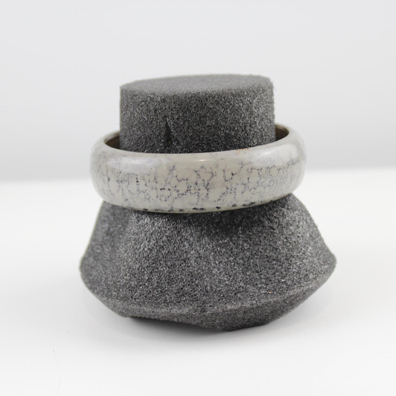 Marbled Gray Ceramic Bangle Bracelet - Unique Textured Stone