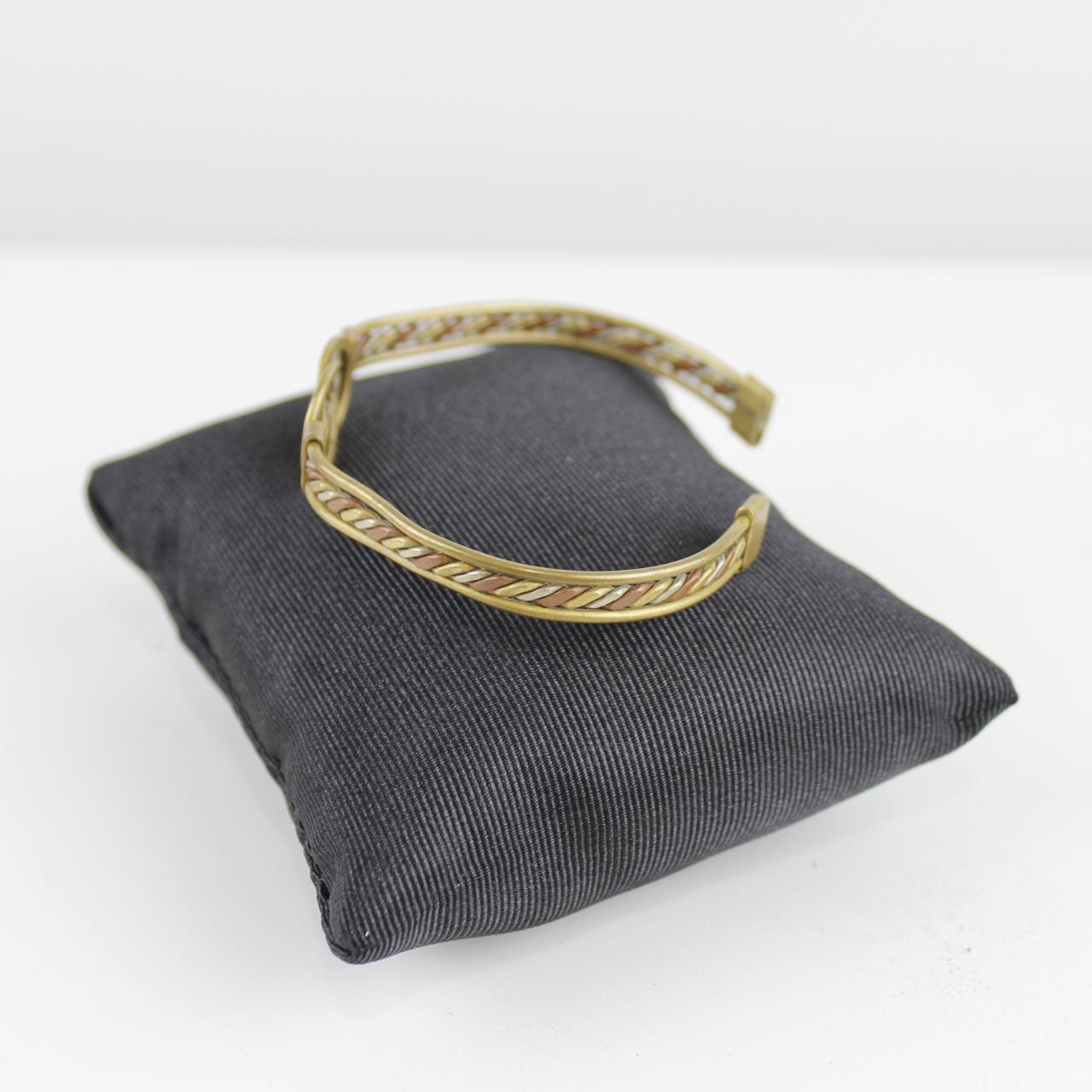 Hand-Made Design Copper Brass Silver Bracelet Double Loop De