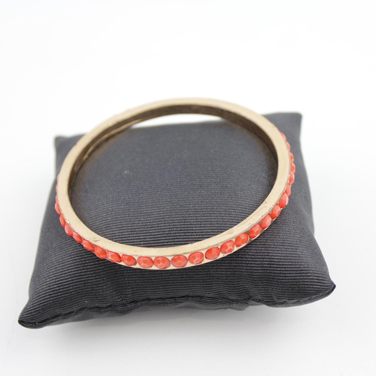 Gold Bangle Bracelet with Red Stones Elegant Jewelry Fashion