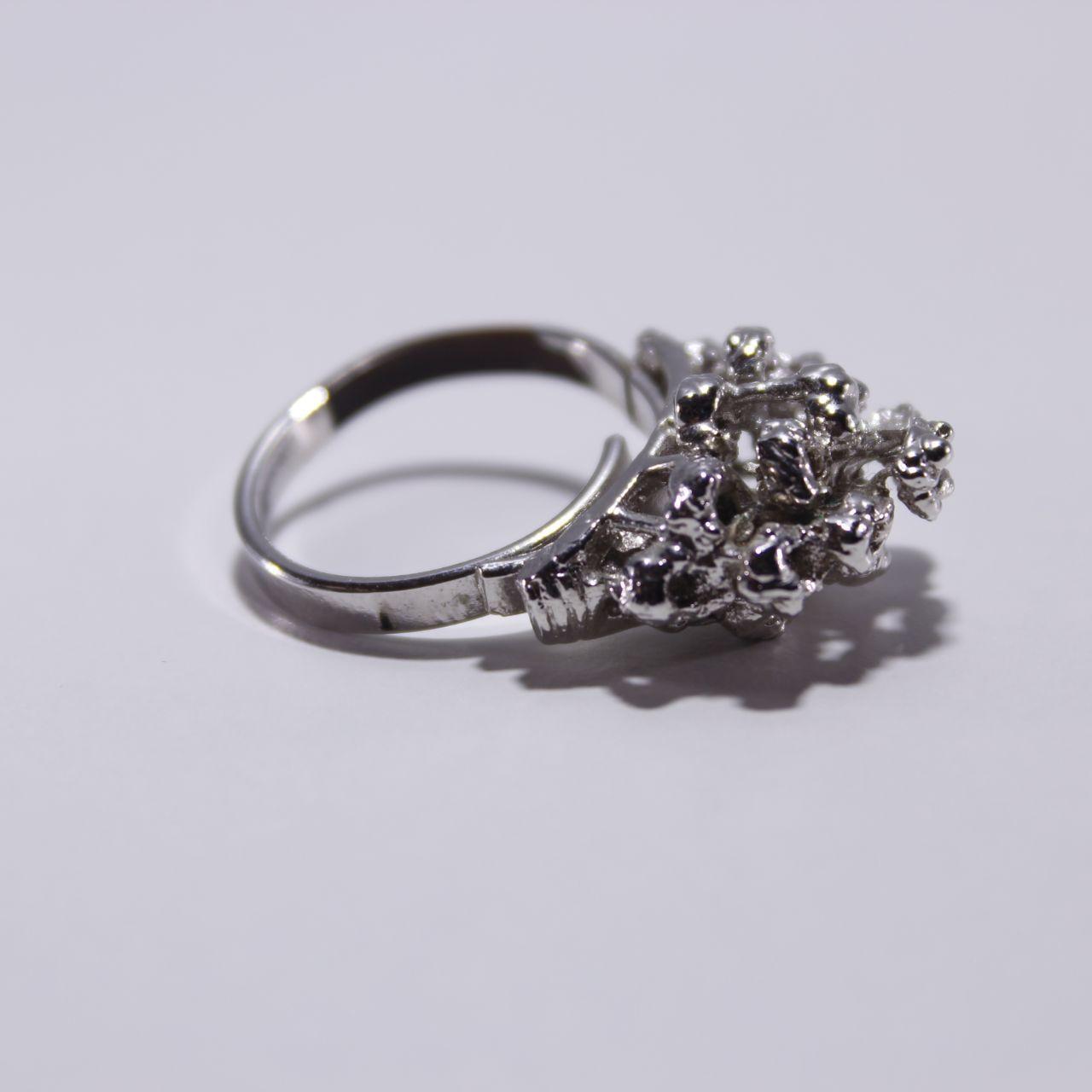 Unique Bubble Cluster Ring Abstract Silver Tone Cocktail