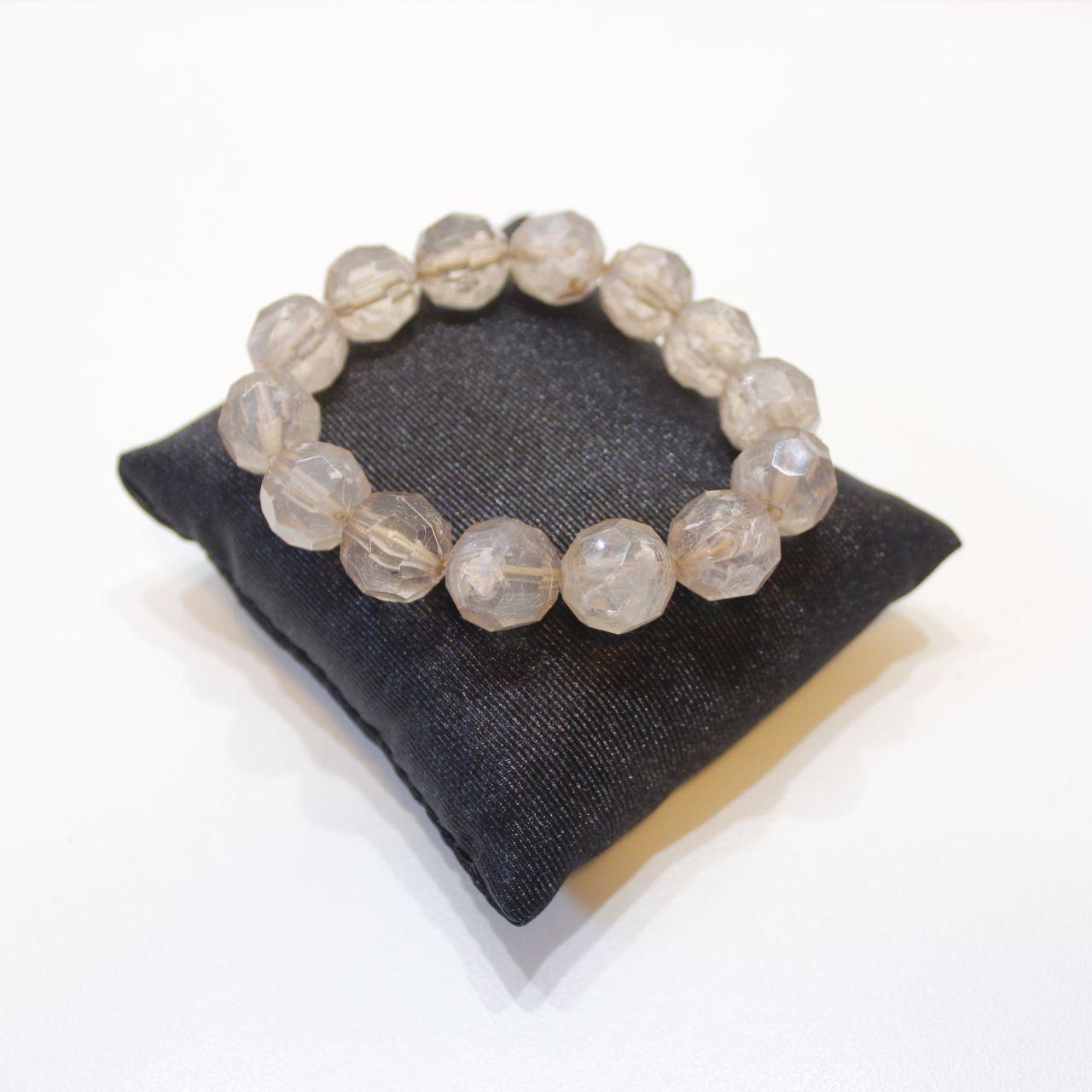 Faceted Clear Bead Stretch Bracelet Crystal Look Chunky Stat