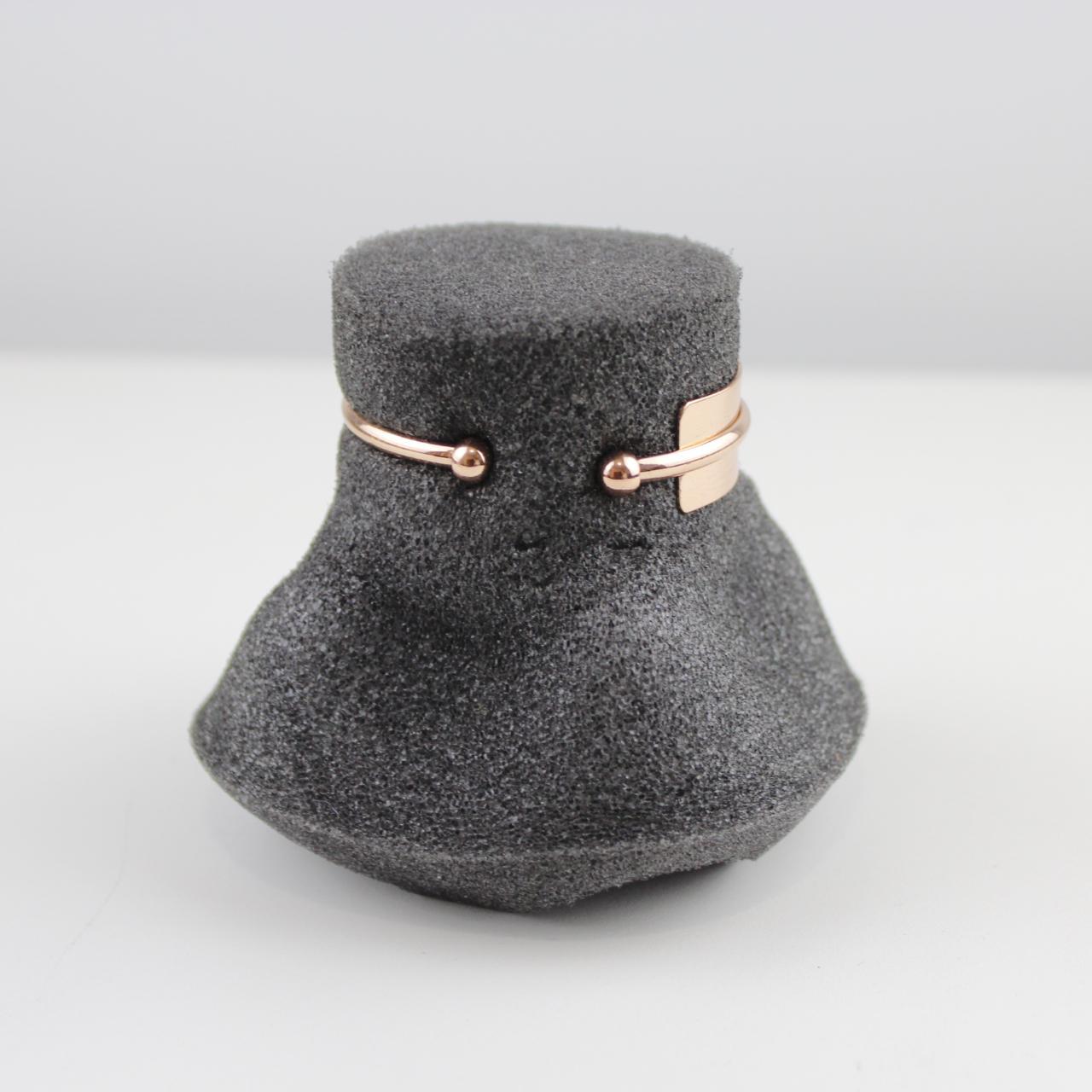 Rose Gold Tone Cuff Bracelet - Minimalist Design - Ball Tip