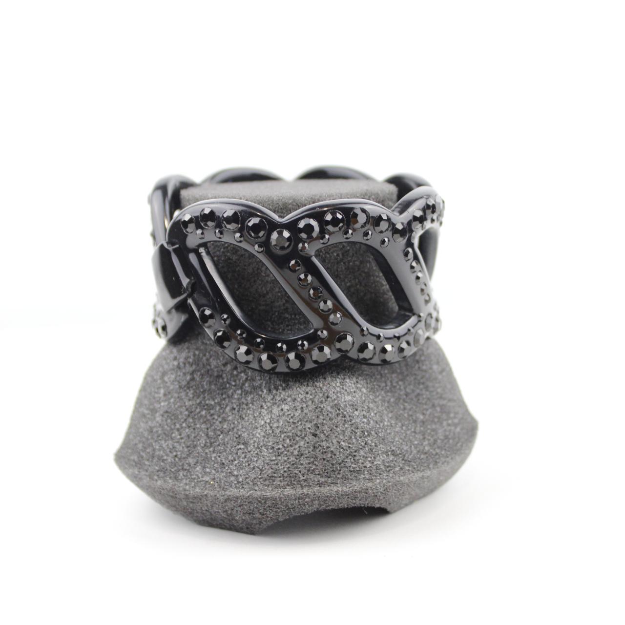 Mimico Elegant Black Bracelet with Faceted Stones Fashion Je