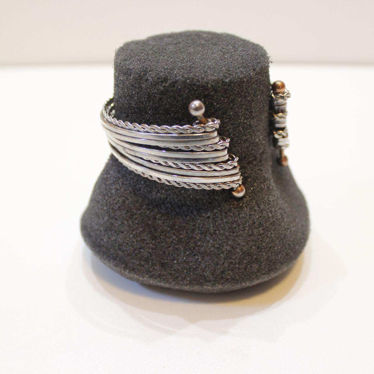 Handmade Wire Wrap Cuff Bracelet Silver Tone Artisan Jewelle