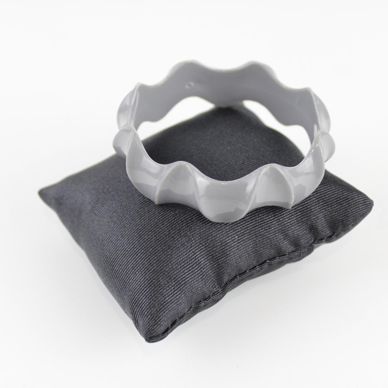 Sculptural Bangle Bracelet - Gray Resin - Textured Design -