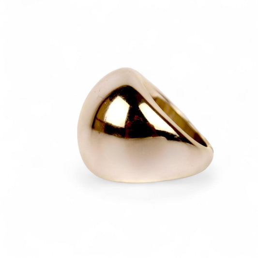 Chunky Silver Tone Dome Ring Size N High Polish Modernist Statement