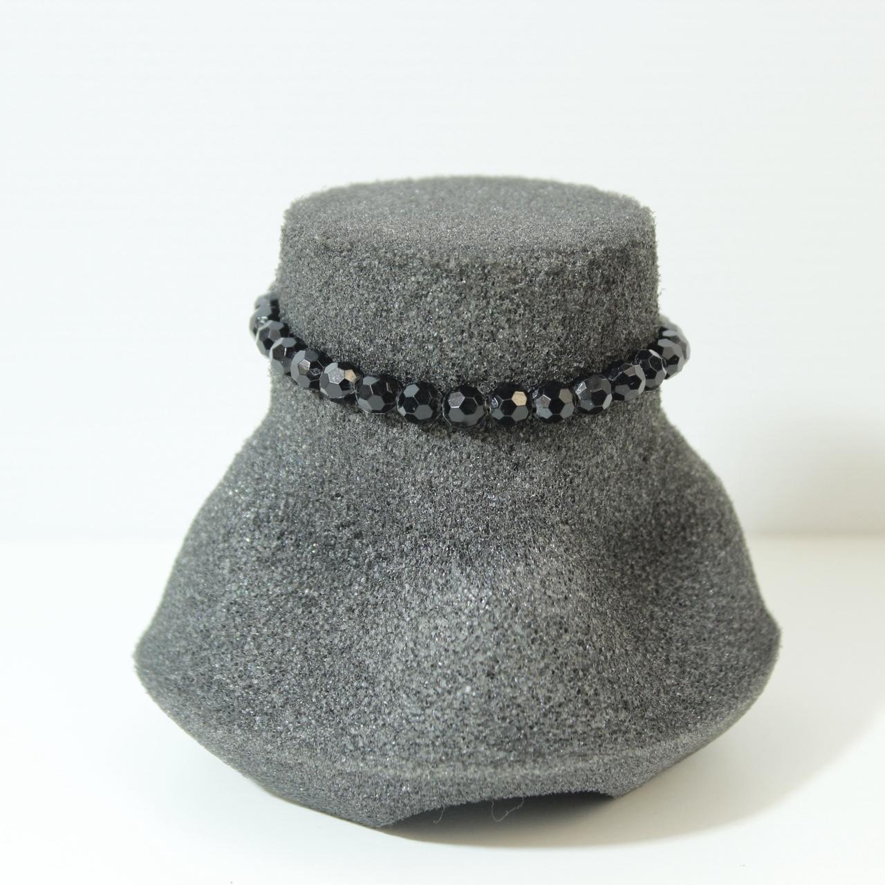Black Faceted Bead Stretch Bracelet Accent Stacking Bangle Minimalist Jewellery