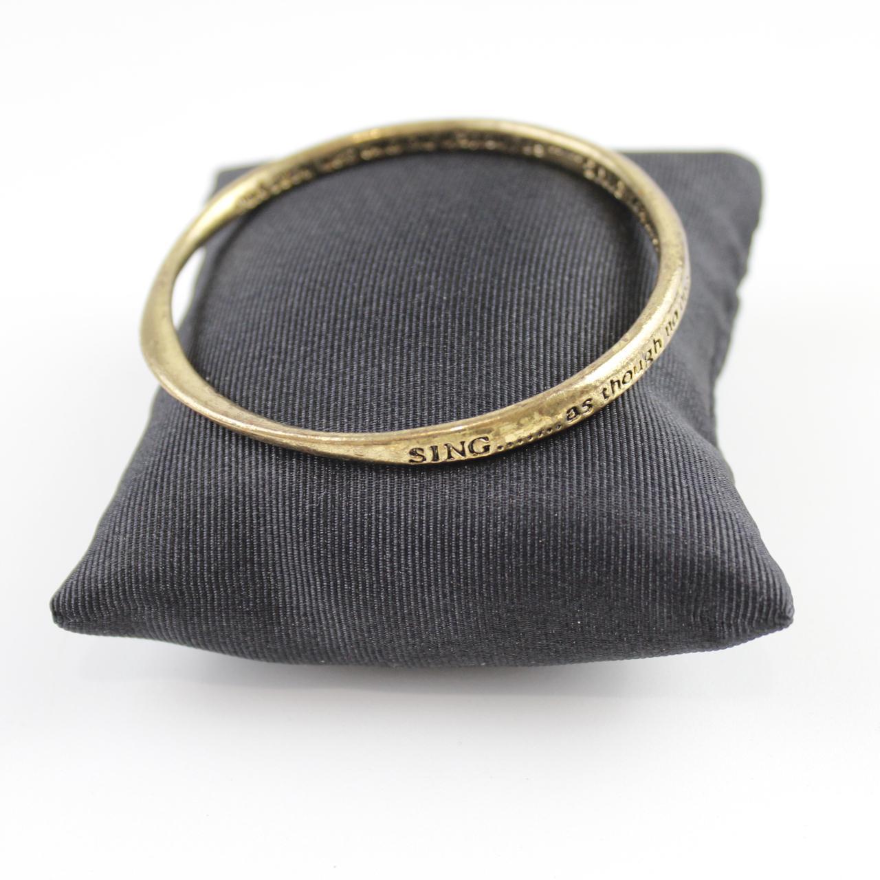 Gold Tone Bangle Bracelet with Inscription Quote  Good pre-l