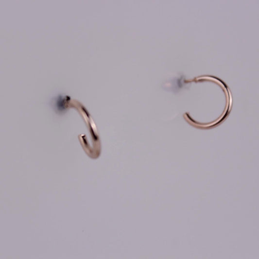 Rose Gold tone Hoop Earrings Small Round Minimalist Huggie Ear Stacks Everyday W