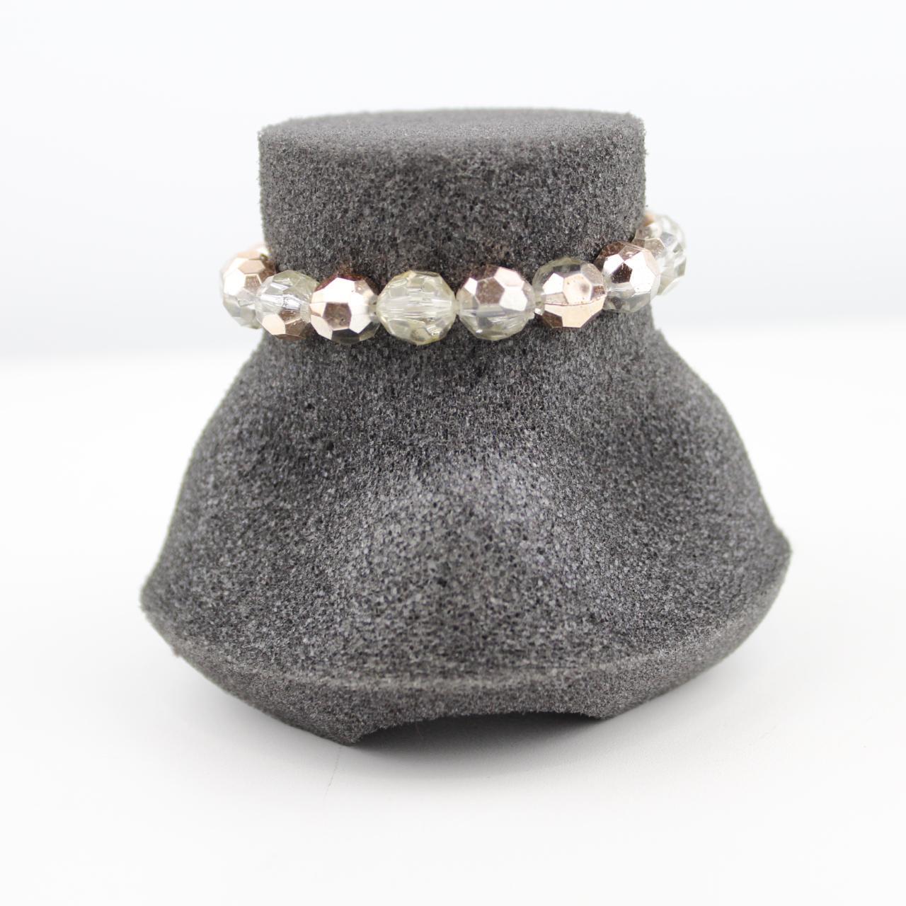 Clear Faceted Bead Bracelet Gold Tone Geometric Jewelry Fash