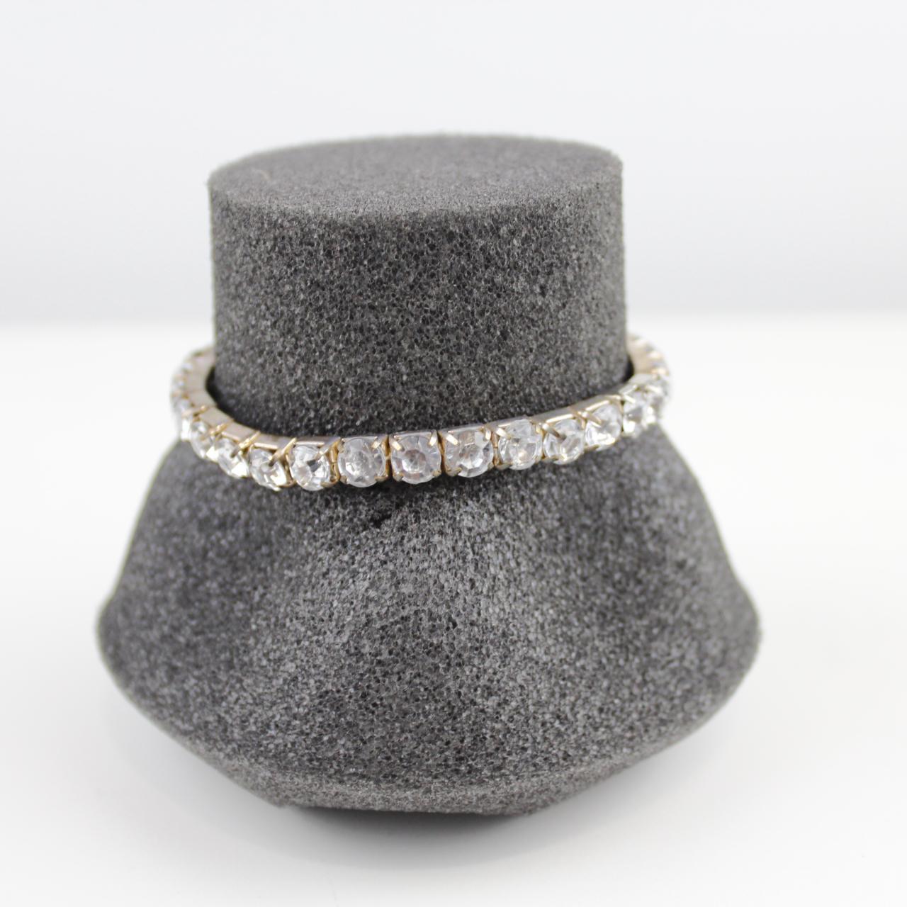 Crystal Stretch Bracelet Silver Tone Rhinestone Fashion Jewe