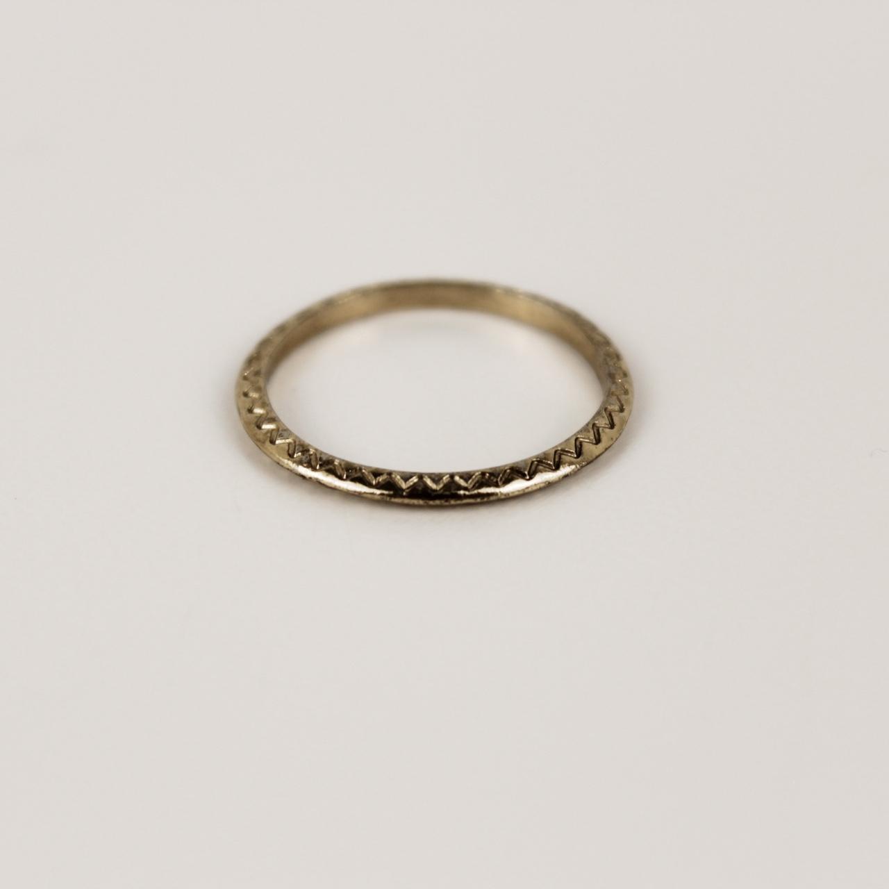 Vintage Gold tone Engraved Eternity Band Minimalist Stacking Ring Art Deco Style
