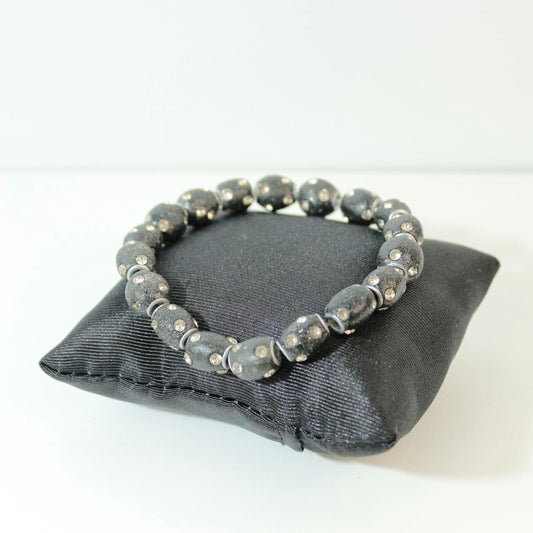 Bead Bracelet Natural Black Stretch Bracelet