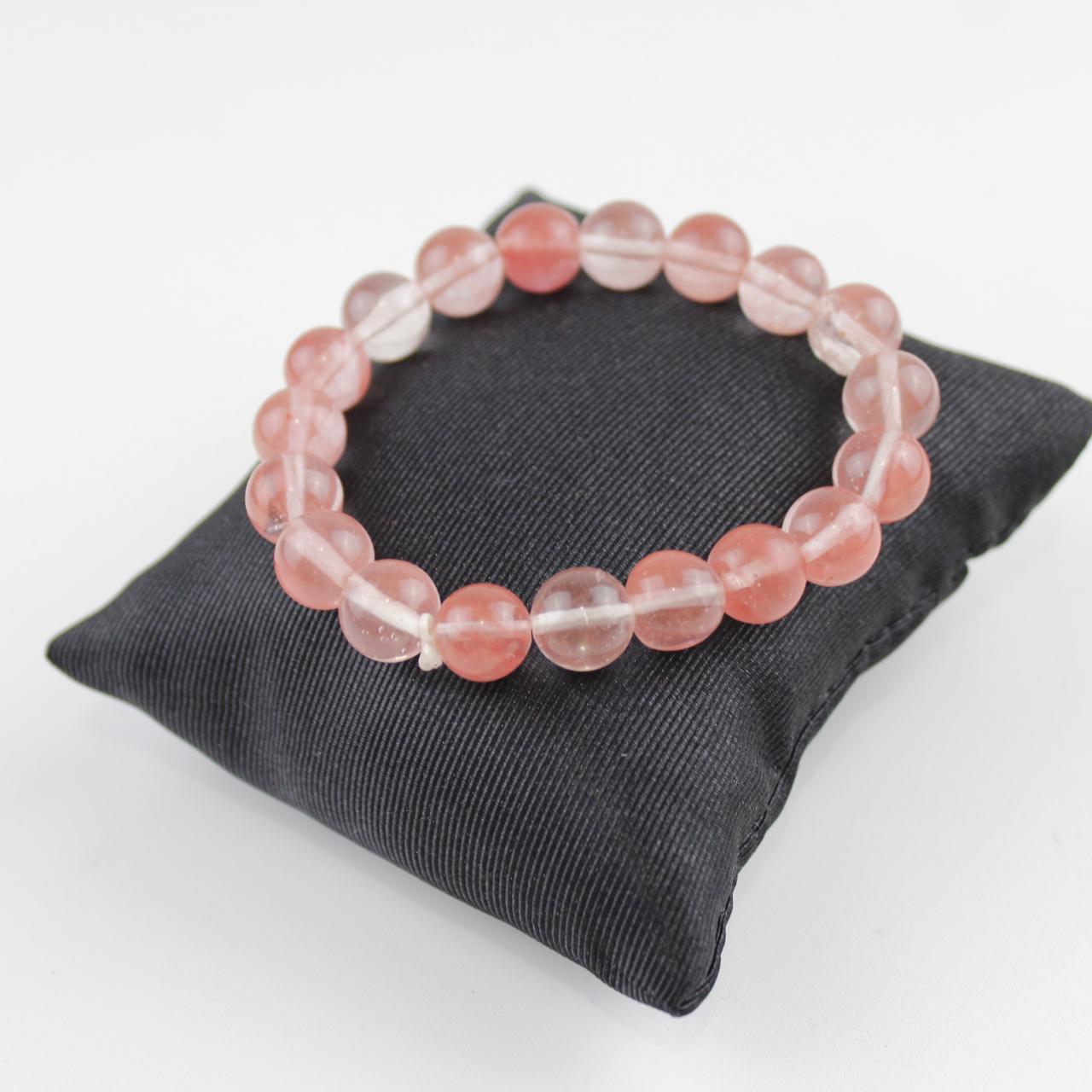 Delicate Rose Quartz Stretch Beaded Bracelet - Soft Pink Hea