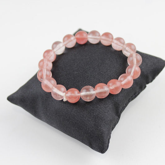 Delicate Rose Quartz Stretch Beaded Bracelet - Soft Pink Hea