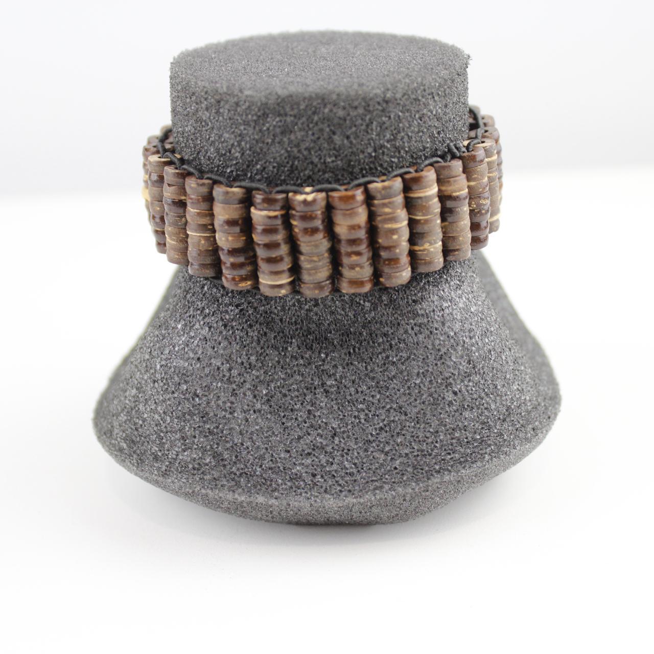 Wood Bead Bracelet Natural Brown Boho Ethnic Jewelry  Good p