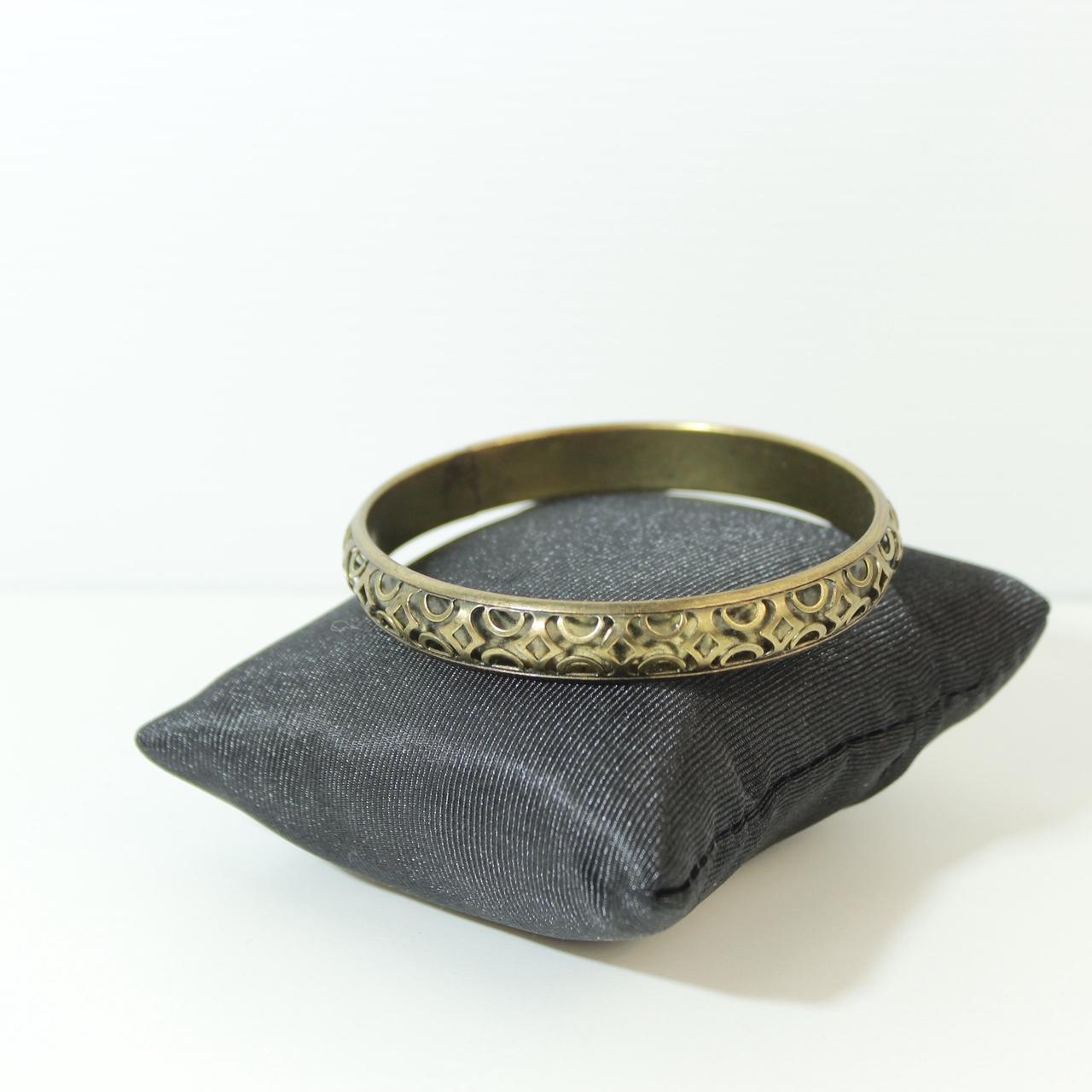 Vintage Brass Bangle Bracelet Openwork Design Gold Tone Boho Stacking Jewellery
