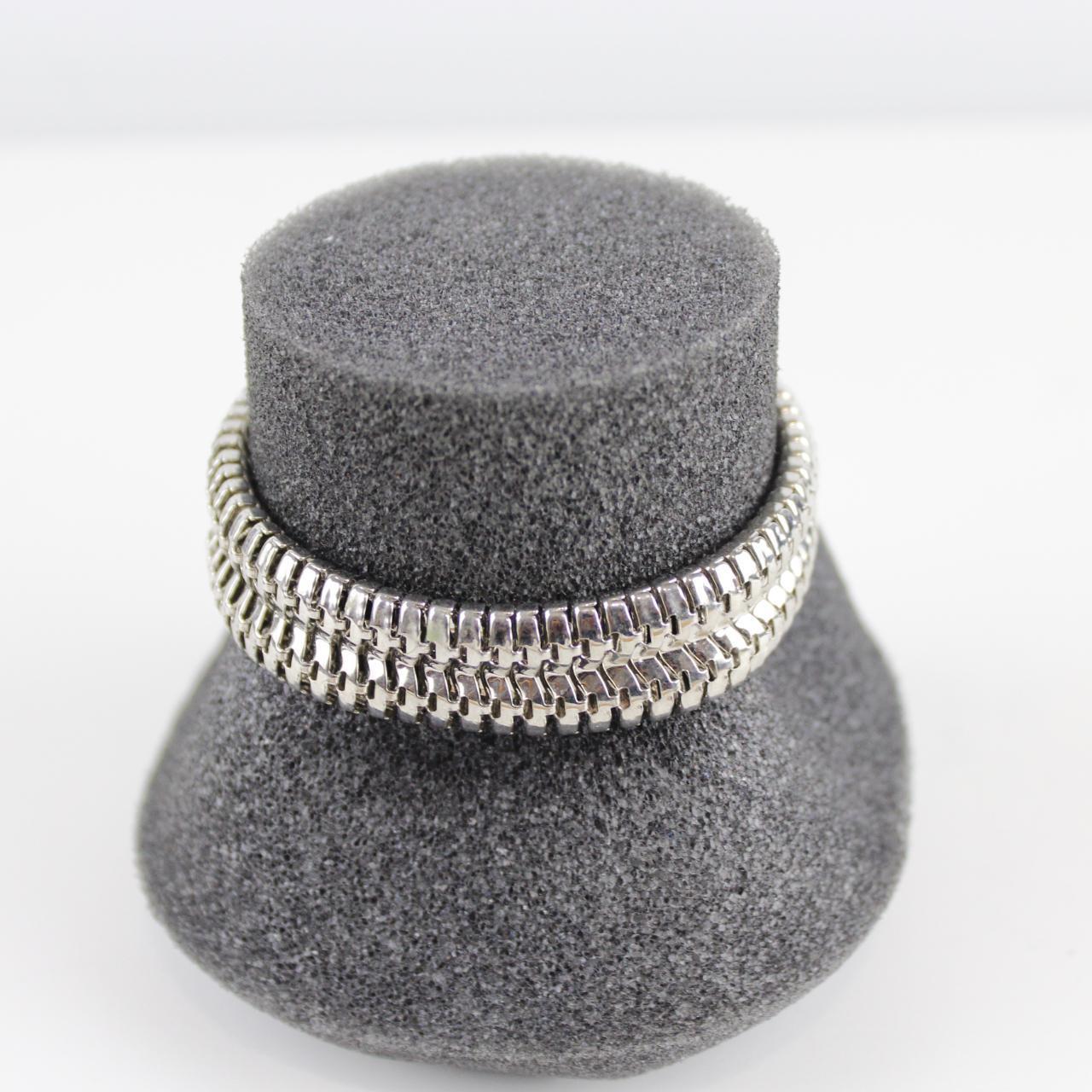 Woven Metal Bracelet - Silver-Tone - Intricate Design - Stat