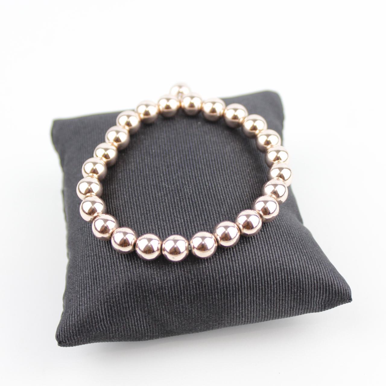 Rose Gold Bead Stretch Bracelet Tassel Charm Jewelry Fashion