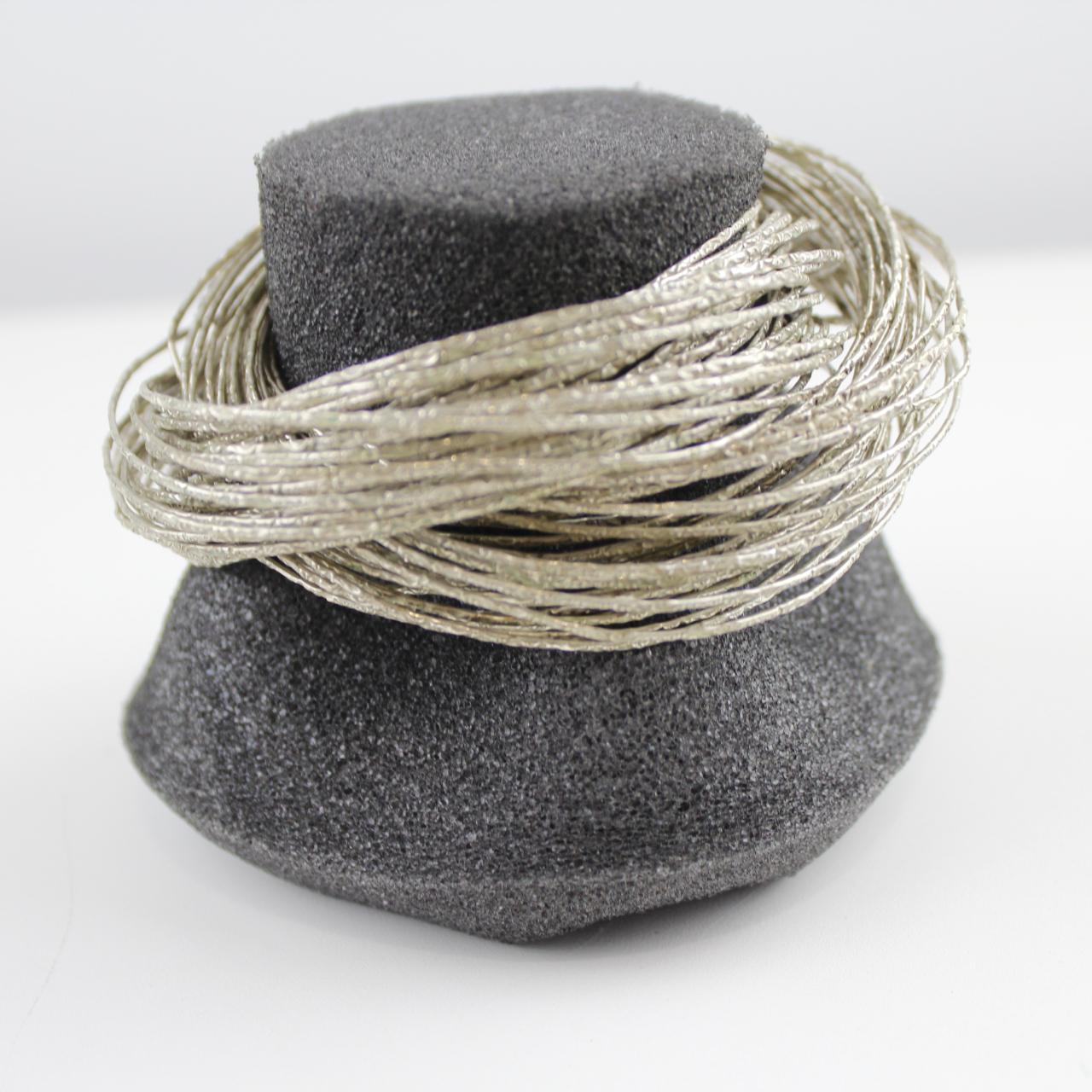 Boho Silver Tone Textured Twisted Multi Bangle Bracelet  Goo