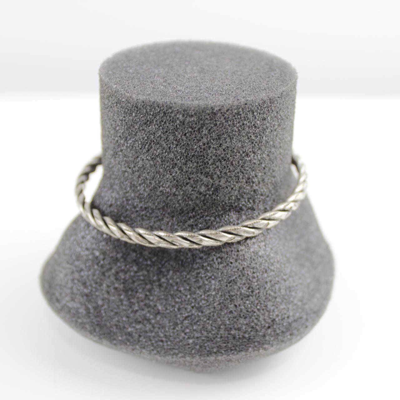 Silver Tone Bangle Bracelet Twisted Rope Design Casual Jewel