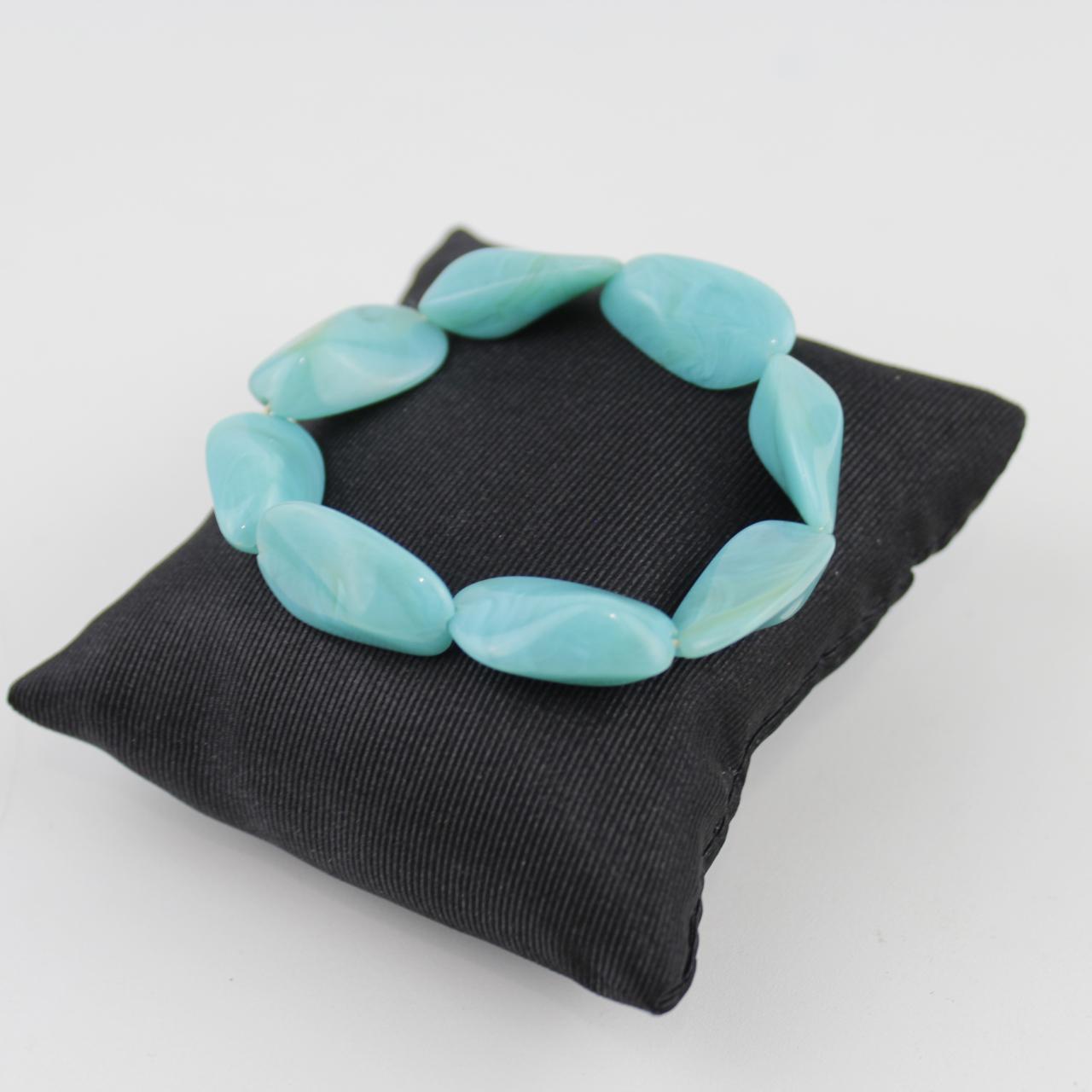 Turquoise Stone Bracelet Tumbled Amazonite Stretch Jewelry