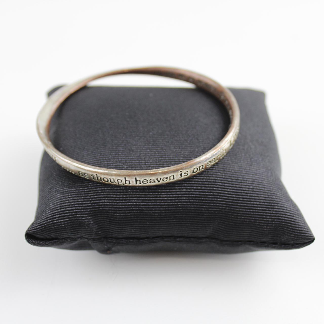 Inspirational Silver Tone Bangle Bracelet Engraved Quote Jew