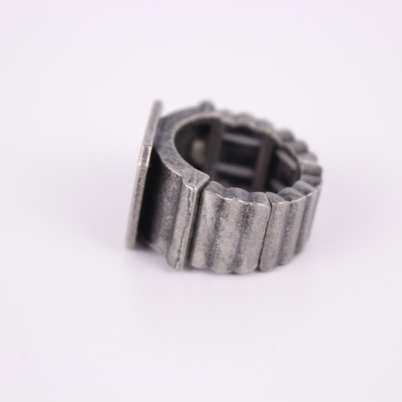 Vintage Brutalist Square Signet Ring Silver Tone Wide Industrial Statement Stret