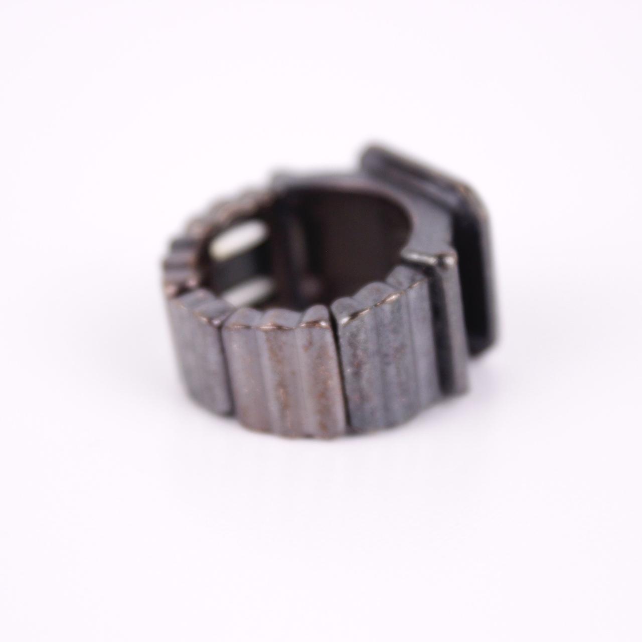Vintage Brutalist Square Signet Ring Silver tone Wide Industrial Statement Stret