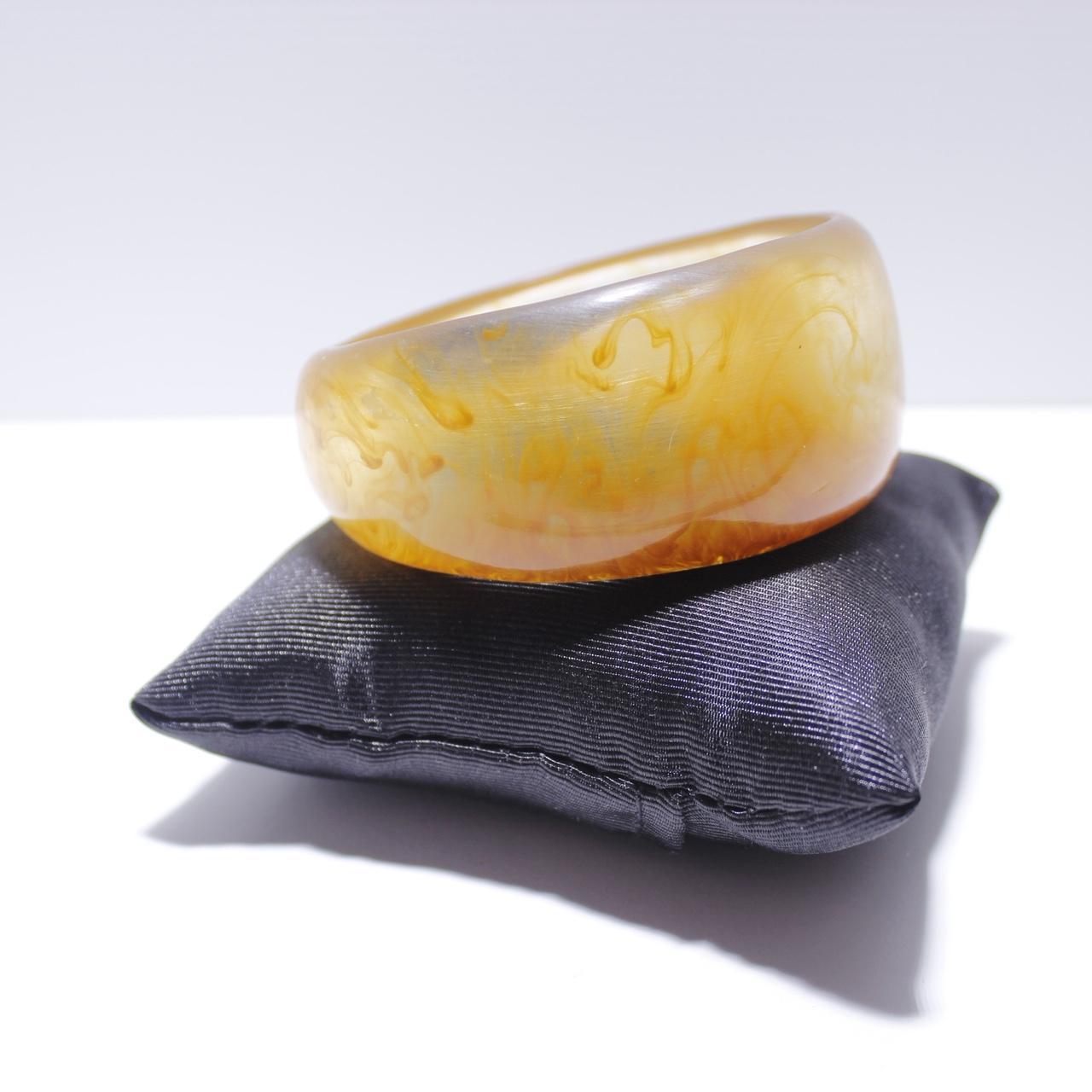Vintage Amber Lucite Bangle Bracelet Chunky Marbled