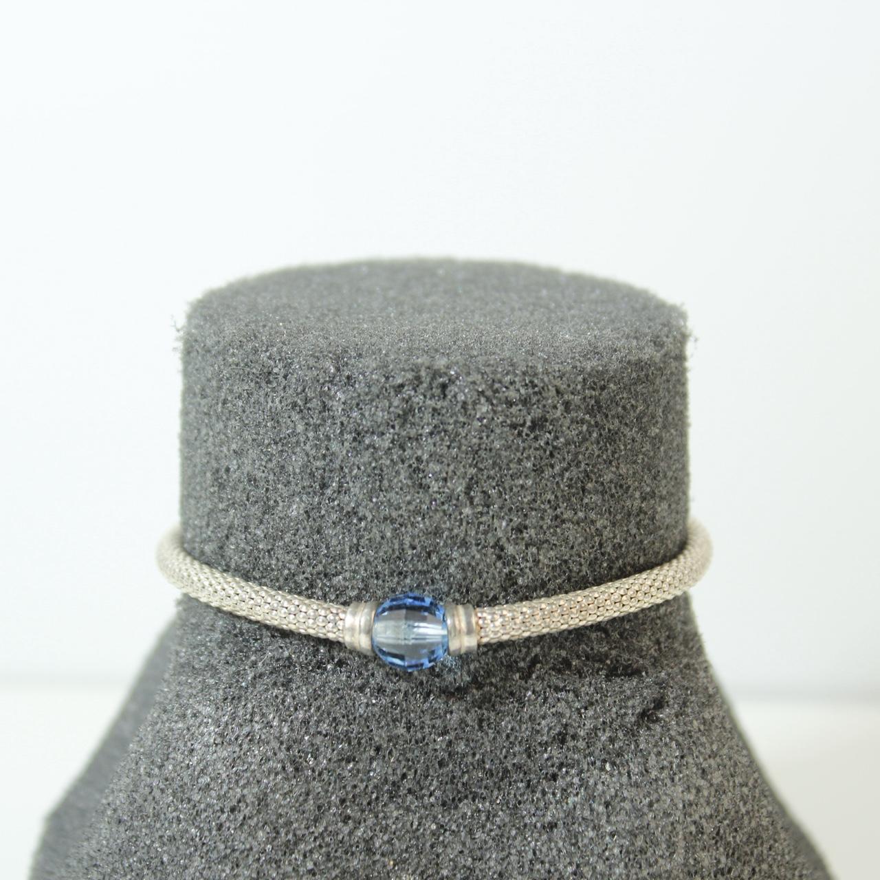 Stardust Bracelet Light Blue Crystal Mesh Silver Tone