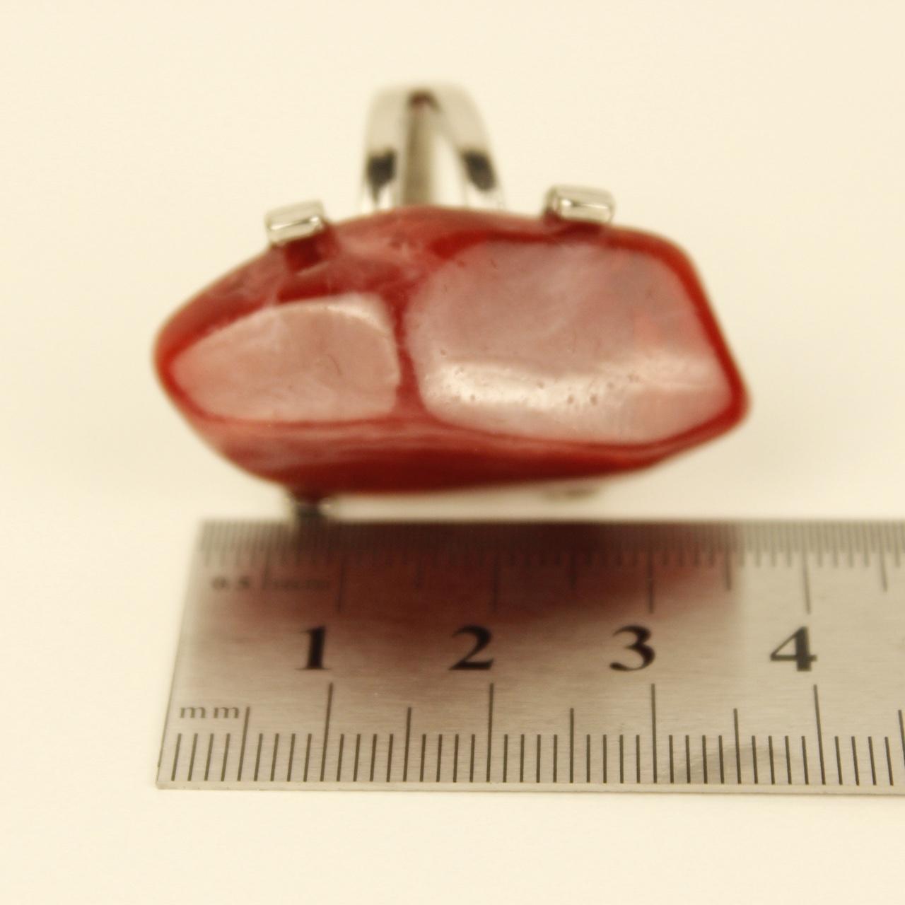 Vintage Red Ring Silver Tone Split Shank Cocktail Jewellery Size R  Deadstock