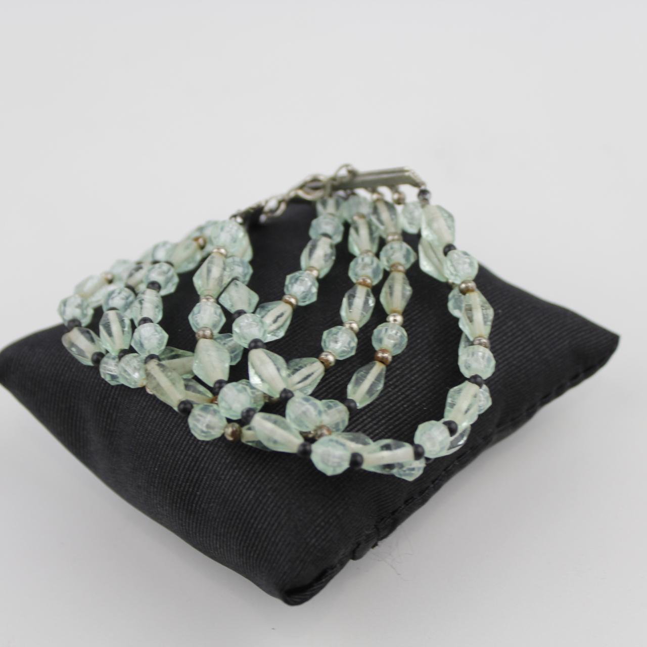 Light Green Faceted Bead Bracelet Set Metallic Spacers Jewel
