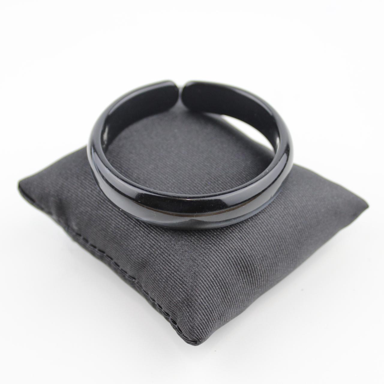 Black Glossy Bangle Bracelet Adjustable Gap Minimalist Jewel