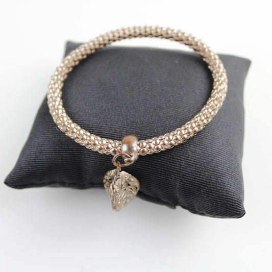 Silver & Rustic Tone Woven Bracelet with Charm - Interconnec