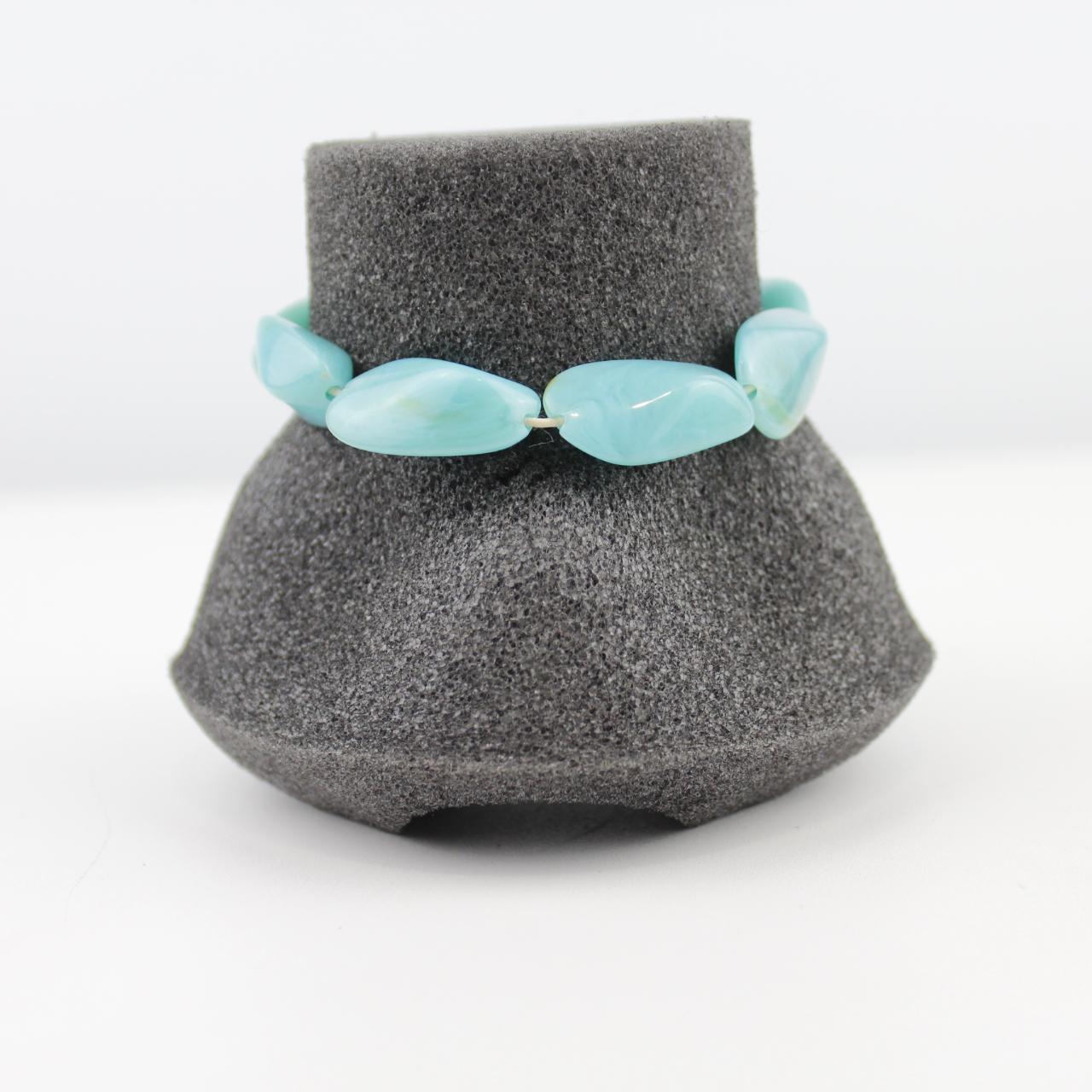 Turquoise Stone Bracelet Tumbled Amazonite Stretch Jewelry